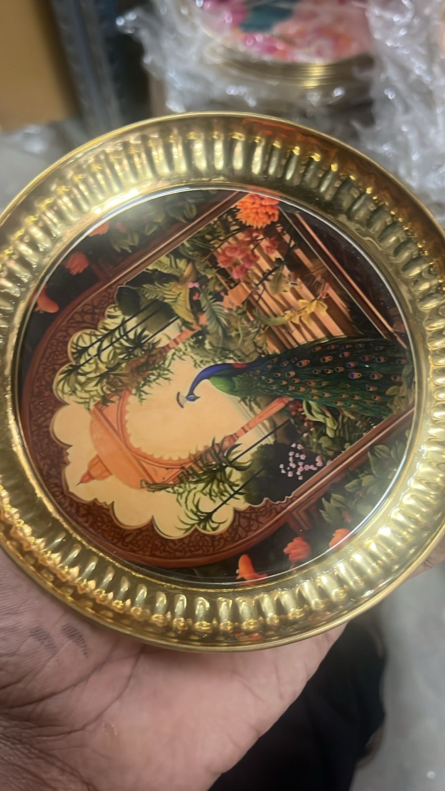 Peacock brass plate - 5 inch (Assorted)