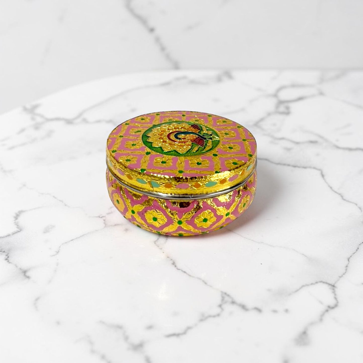 Colour Meenakari Steel Box - 5 inch (Assorted)