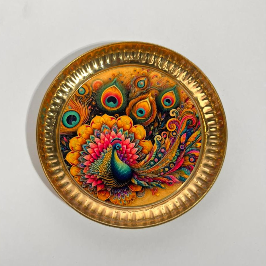 Peacock brass plate - 5 inch (Assorted)