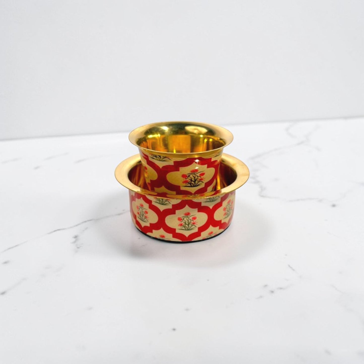 Brass Printed Coffee Dabara set