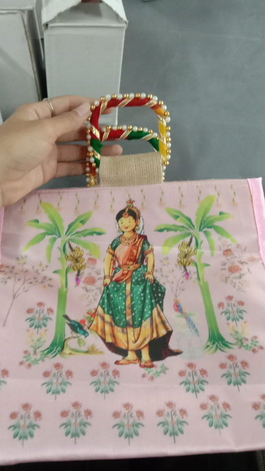 Doll Printed Jute Bag (Assorted)