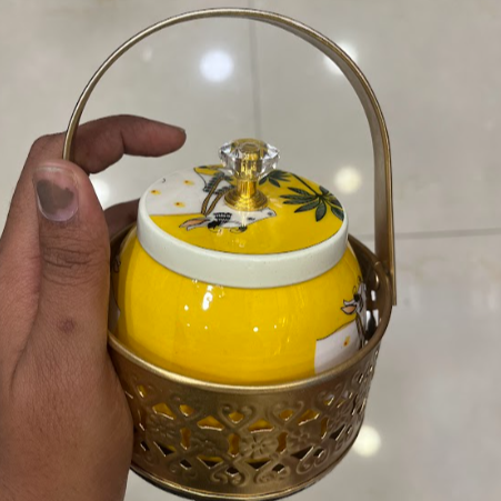 Gold Color basket with pichwai jar (Assorted)