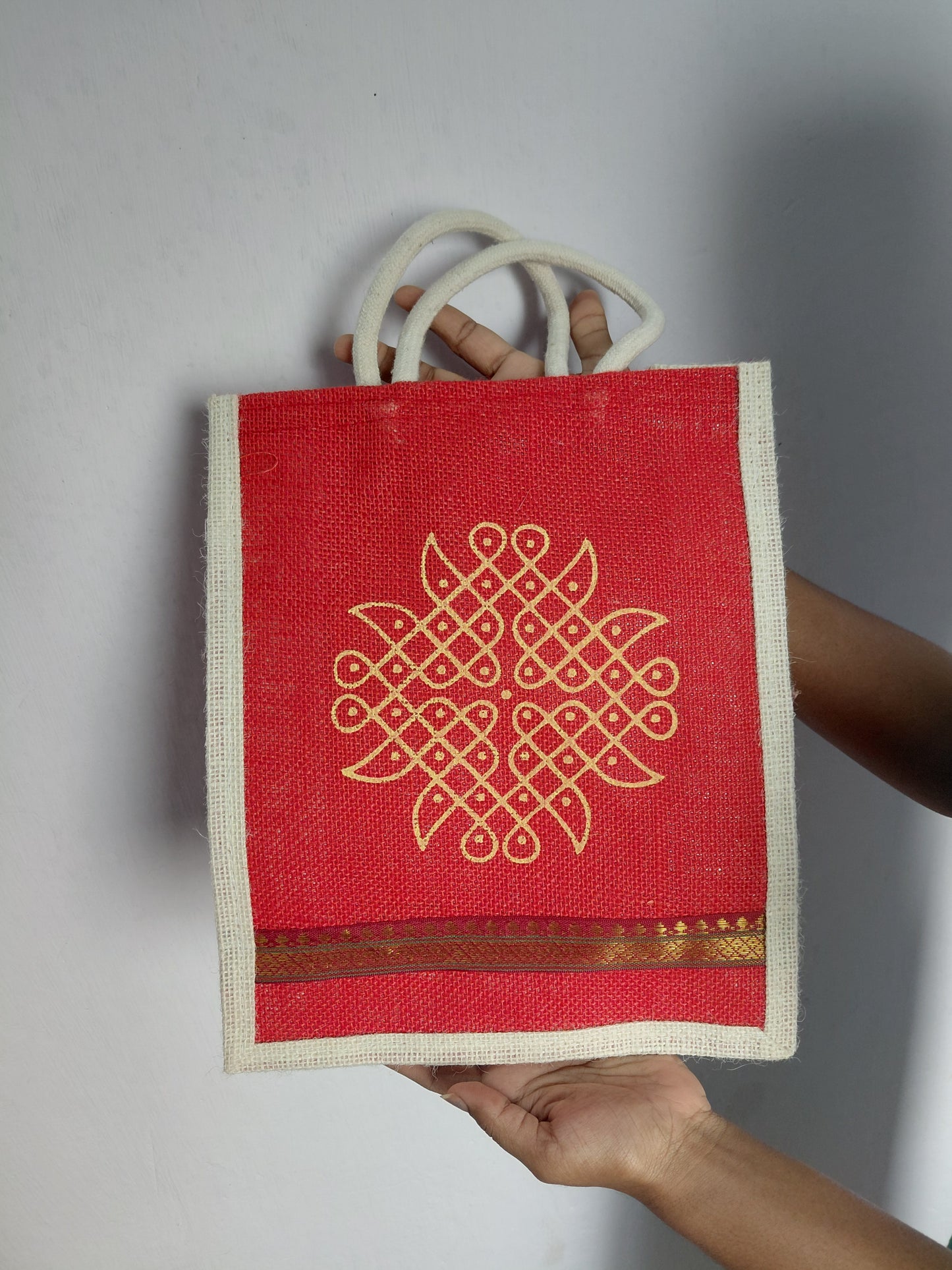 Kolam jute bag red