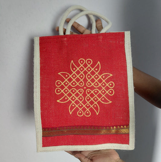 Kolam jute bag red